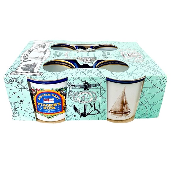 Vintage British Navy Pusser’s Rum Sailing Mugs Enamel Tin 4 Set New in Box Rare - Picture 2 of 12